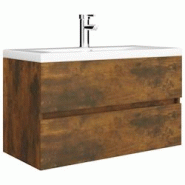 Helloshop26 - Meuble d'évier sous lavabo salle de bain avec bassin intégré et robinet 81 x 39 x 18 cm bois d'ingénierie marron 02_0006874 - 300037 Helloshop26 - Meuble d'évier sous lavabo salle de bain avec bassin intégré et robinet 81 x 39 x 18 cm bois d'ingénierie marron 02_0006874 - 300037