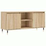 Helloshop26 - Meuble TV avec rangement moderne salon chambre 104 x 35 x 50 cm en bois d'ingénierie chêne sonoma 02_0048552 - Bois massif 3000235340541