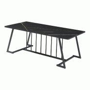 Helloshop26 - Table basse console d'appoint acier aspect marbre noir 03_0010822 - 3000225426736