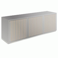 Meuble Vertigo T03 6 tiroirs à l'anglaise MDF naturel et gris alu 180x47x60 cm