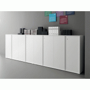 Armoire mi-haute portes battantes poignées profilées Bulmin en mélaminé Armoire mi-haute portes battantes poignées profilées Bulmin en mélaminé