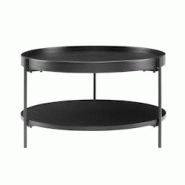 SalesFever Table basse Ø 69 cm | rond | avec 2 étagères | MDF avec placage en frêne | Cadre en métal | L 69 x P 69 x H 39 cm | Noir - noir multi SalesFever Table basse Ø 69 cm | rond | avec 2 étagères | MDF avec placage en frêne | Cadre en métal | L 69 x P 69 x H 39 cm | Noir - noir multi