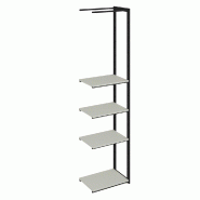 Suite structure Cage noir 58x40x240cm 4 tablettes blanc mat
