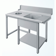 Table de prélavage en inox - trou vide déchets - 120x80x82 cm - emplacement lave-vaisselle et bac de stockage Table de prélavage en inox - trou vide déchets - 120x80x82 cm - emplacement lave-vaisselle et bac de stockage