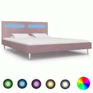 VidaXL Cadre de lit avec LED sans matelas rose tissu 180x200 cm Modèle Servanel - 280980