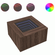 VidaXL Table basse avec LED chêne marron 60x60x40 cm bois d'ingénierie Modèle Lumière Pro - 847573