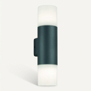 Applique extérieure 2xE27, déflecteur verre opalin - Trio - Hoosic - gris 4017807434347_0