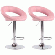 CLP Lot de 2 Tabourets de bar Olinda en similicuir hauteur réglable et siège pivotant Rose/Chrome - violet polyester 320276 CLP Lot de 2 Tabourets de bar Olinda en similicuir hauteur réglable et siège pivotant Rose/Chrome - violet polyester 320276