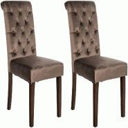Décoshop26 - Lot de 2 chaises de salle à manger élégance capitonnée et confort en velours marron cadre en bois marron foncé 10_0007341 - marron