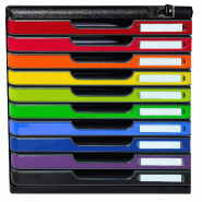 Exacompta MODULO A4 10 tiroirs fermés Iderama noir/arlequin brillant, verrouillage à clé - multicolore matière synthétique 332798D