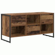 Helloshop26 - Meuble TV industriel moderne rangement fonctionnel 100 x 36 x 49 cm en bois d'ingénierie bois ancien 02_0054539 - Bois massif 300023854