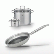 Lot 2 Faitouts 16/26cm & Poêle 24cm Elo Relief Solution - gris 3176239958850