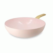 Menastyl - Wok Rose 28cm En Aluminium Induction Poignee Effet Bois - 3256391031452 Menastyl - Wok Rose 28cm En Aluminium Induction Poignee Effet Bois - 3256391031452