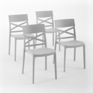 RATTATAN Set 4 Chaises en polypropylène avec fibre de verre empilables pour extérieur et jardin, bar et restaurant, cuisine moderne - MARTINA - Gri RATTATAN Set 4 Chaises en polypropylène avec fibre de verre empilables pour extérieur et jardin, bar et restaurant, cuisine moderne - MARTINA - Gri