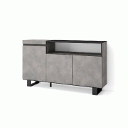 SKRAUT HOME Buffet salon et cuisine, 150x87x35cm, 3 Portes, Design industriel, Ciment - gris Bois manufacturé 68_6