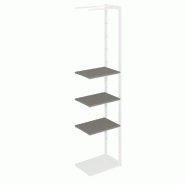 Suite structure Cage blanc base métal 58x40x240cm 3 tablettes anthracite