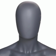 Tête homme Oeuf pour mannequin modulable anthracite mat