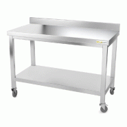 Table de travail en inox 1500 x 700 mm adossée sur roulettes / GOLDINOX - gris inox 3701770802357