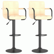 Tabourets de bar lot de 2 crème velours Modèle Aero Panorama Luna - 334658