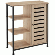 Tectake Buffet 71x32x82cm - Bois clair industriel, Chêne Sonoma, Charnière de porte à droite - 404761 - marron Bois massif 404761
