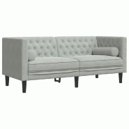 VidaXL Canapé Chesterfield avec traversins 2 places gris clair velours Modèle Hervanel - 372683