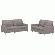 VidaXL Ensemble de canapés 2 pcs avec coussins Taupe Tissu Modèle Atlas Office Pure - 3201281