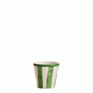 Zafferano Lot de 6 Petits Verres Collection Lido Modèle Rayures en Céramique Artisanale Couleur Verte Faits à la Main en Italie Civita Castellana -
