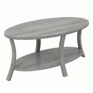 COSTWAY Table basse, table de salon ovale avec rangement, table d'appoint à 2 niveaux, 111 x 60,5 x 47 cm (grise) - gris TH32914SD