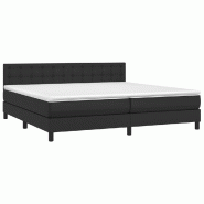 Décoshop26 - Cadre de lit LED avec sommier tête de lit matelas 200x200cm synthétique noir TDL0209132 - noir 3001675982728