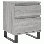 Décoshop26 - Table de chevet avec tiroir et compartiment avec porte 40 x 35 x 50 cm bois d'ingénierie gris DEC034622 - gris 3000260210871