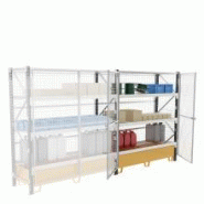 Extension rayonnage acier grillagé - 3 niveaux - Prof. 800 mm - Dim. 1800 x 800 x ht 2000 à 2500 mm