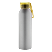 Gourde de sport en aluminium - 650 ml - couvercle coloré et dragonne en silicone Gourde de sport en aluminium - 650 ml - couvercle coloré et dragonne en silicone