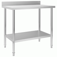 Helloshop26 - Table de travail de cuisine avec dosseret 100 x 60 x 93 cm acier inoxydable 02_0001907 - inox 3000089941536