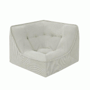 Oviala Business Fauteuil d'angle pour canapé modulable en velours 90 x 90 x 70 cm écru - blanc polyester 115122