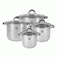 Renberg - Batterie de cuisine Sara 4 pièces en acier inoxydable avec couvercles compatible induction - multi-matériau Q4788