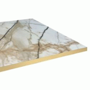 Restootab Plateau 140x70 decor marbre calcuta chants laiton - blanc Bois manufacturé PL-14070M-MB.CALC-LAI Restootab Plateau 140x70 decor marbre calcuta chants laiton - blanc Bois manufacturé PL-14070M-MB.CALC-LAI
