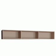 SURMEUBLE 3 NICHES DE RANGEMENTS POUR LIT ESCAMOTABLE HORIZONTAL 160 X 200 CM HAUTEUR 36 CM FINITION TAUPE MAT