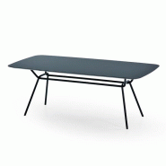 Table de réunion Strain Prostoria - piètement en métal et plateau MDF finition Fenix - 3 dimensions