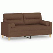 VidaXL Canapé 2 places avec oreillers décoratifs marron 140 cm tissu Modèle Keloria - 3200824