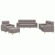 VidaXL Ensemble de canapés 4 pcs avec coussins taupe tissu Modèle Diamant Élite - 3201567
