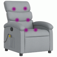VidaXL Fauteuil de massage inclinable Gris clair Tissu Modèle Uvelis - 8721012198937