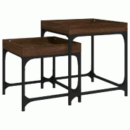VidaXL Tables d'appoint 2 pcs Chêne marron Bois d'ingénierie Modèle Patio Levant Prime - 823286