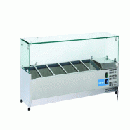 Vitrine réfrigérée inox pour condiments, 5 bacs GN1/3 + 1 bac GN1/2. Dimensions 150x39,5x44 cm. Température +2°C/+8°C. Cool Head VRX 15/38 - 1769