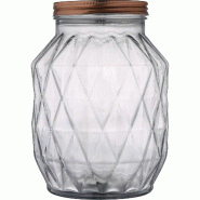 WellHome - Bocal en Verre 2,9 L avec Couvercle 17x17x22 cm - transparent verre WH17466