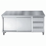 700 plan de travail portes coullissantes tiroirs 1600l 7452.0906 COMBISTEEL