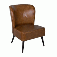 ANTIC LINE CREATIONS Fauteuil Lounge déco cuir cognac - marron cuir CS1638