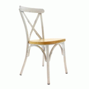 Chaise d'intérieur ONTARIO en acier et bois finitioin vintage blanc