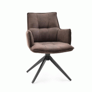 Chaise de salle à manger / Chaise pivotante Tavaro tissu marron hjh LIVING - marron polyester 670688
