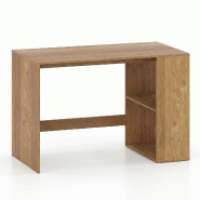 COSTWAY Bureau avec Rangement, 2 Étagères Latérales Ouvertes, Grande Surface, PC Gain de Place, 112x60x75 cm - marron Bois manufacturé ON33264ZM