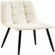 Décoshop26 - Chaise de salle à manger x1 coutures décoratives carrées en tissu crème et métal noir 10_0002142 - beige métal 3000250859905